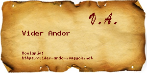 Vider Andor névjegykártya