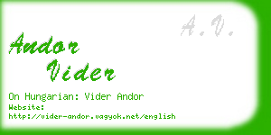 andor vider business card